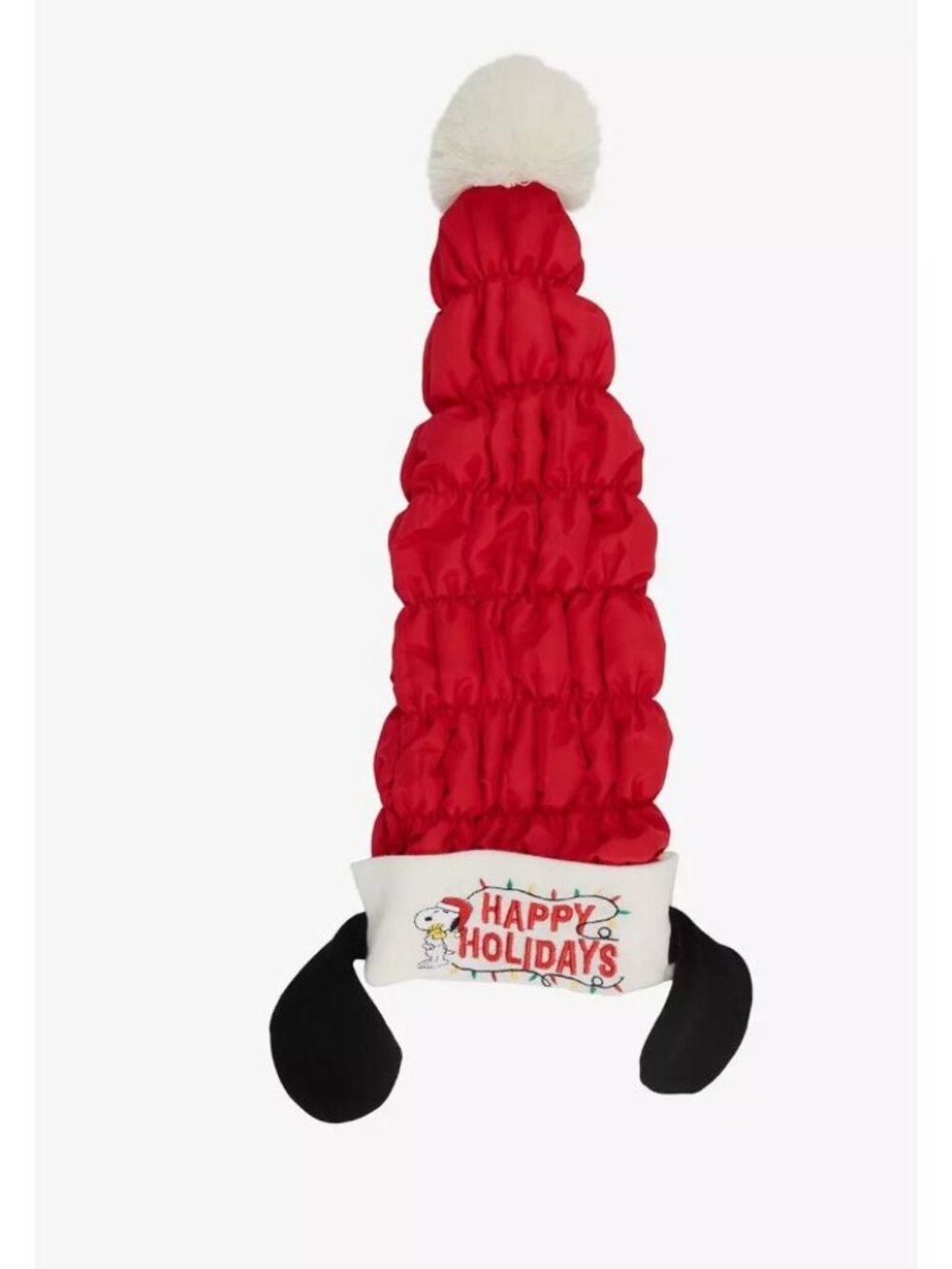 Snoopy Happy Holidays Festive Santa Hat With Pom & Ears - Red & White Plush Chri